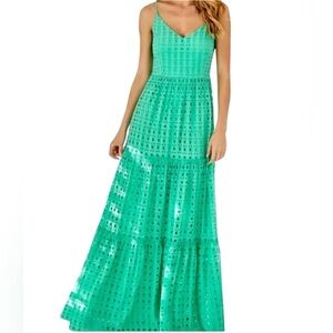Lilly Pulitzer Turquoise Eyelet Maxi Dress